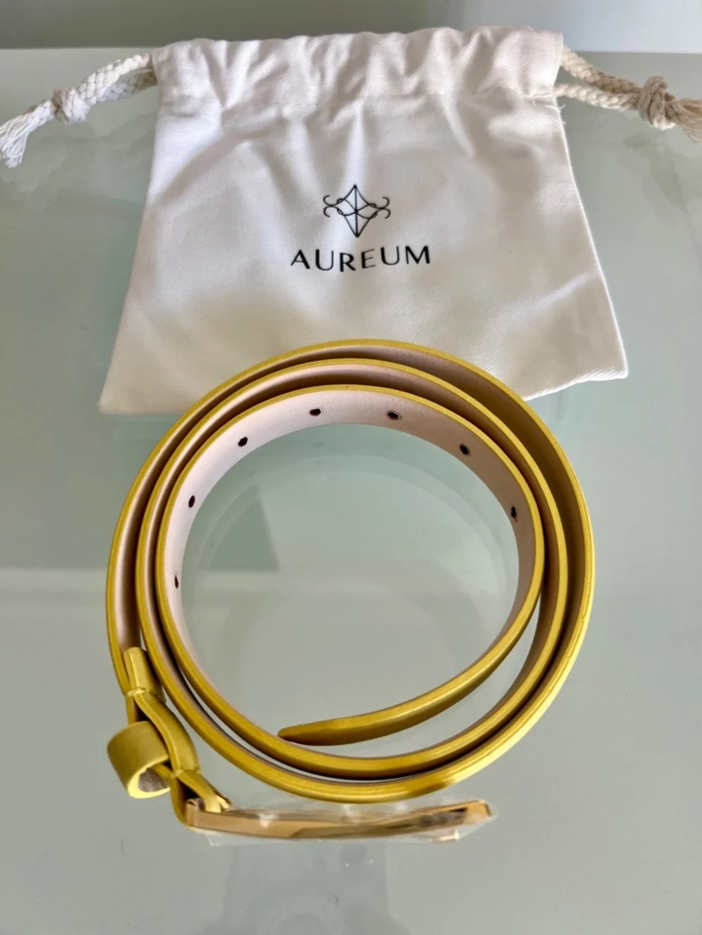 AUREUM Canary Yellow Mini No.10 Belt Leather Belt